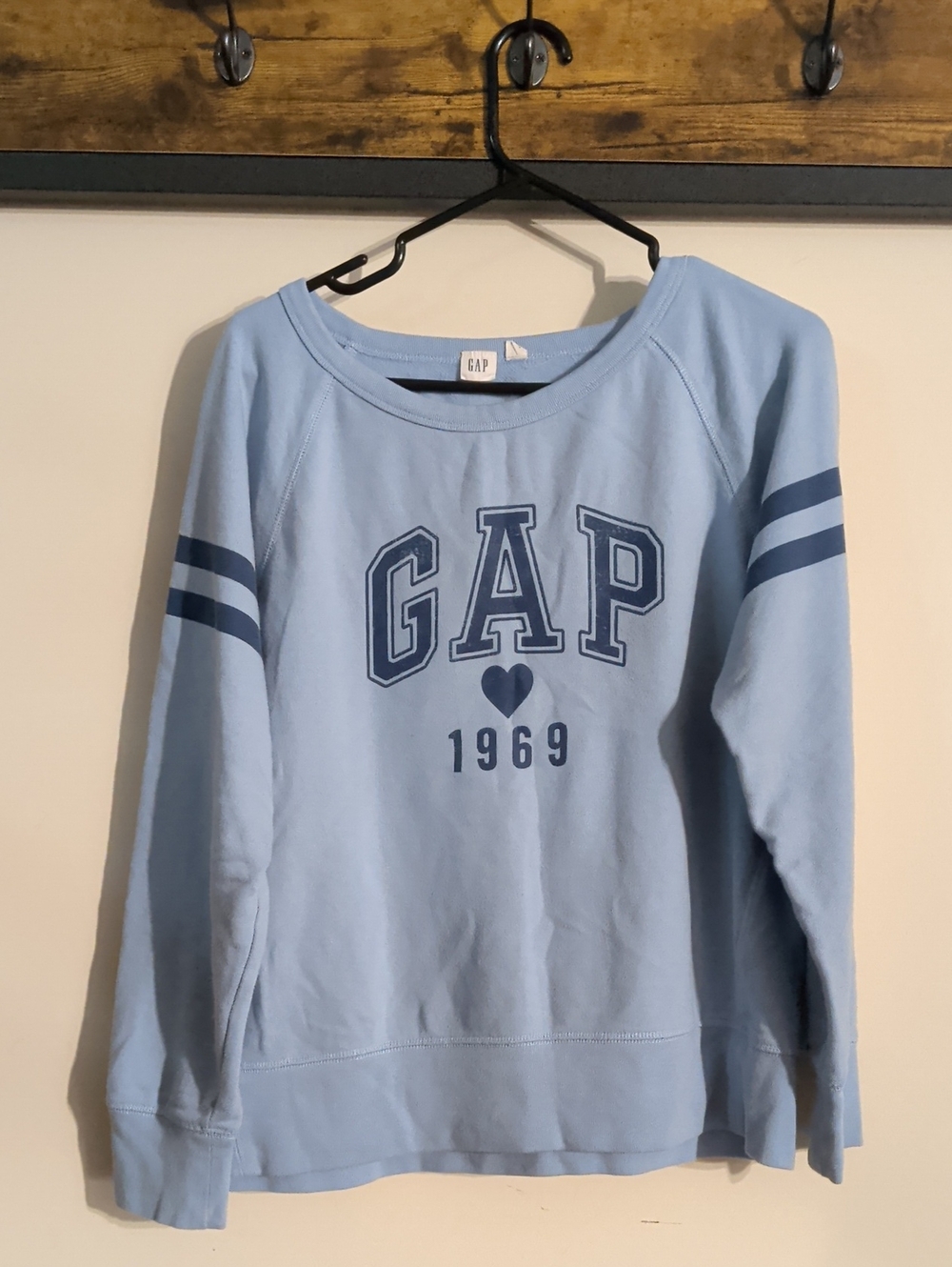 GAP Light Blue Crewneck Pullover with Navy Logo